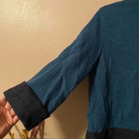 Amber Sun Cardigan Women’s Size Small Teal Black 100% Merino Wool Cardigan - Picture 6 of 14